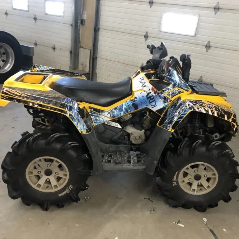 An ATV wrapped in printed vinyl wrap