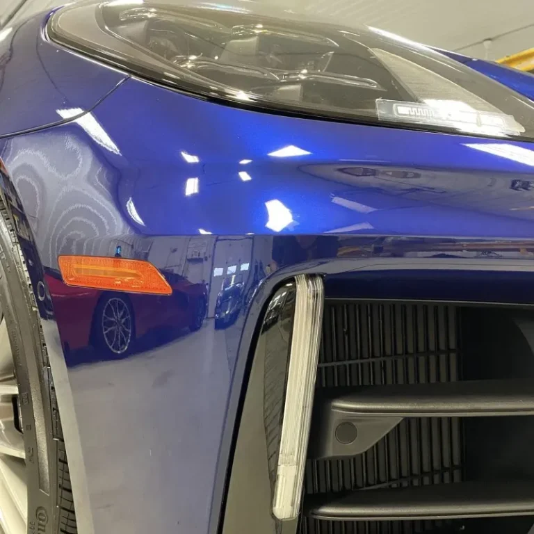 A car bumper with clear PPF.