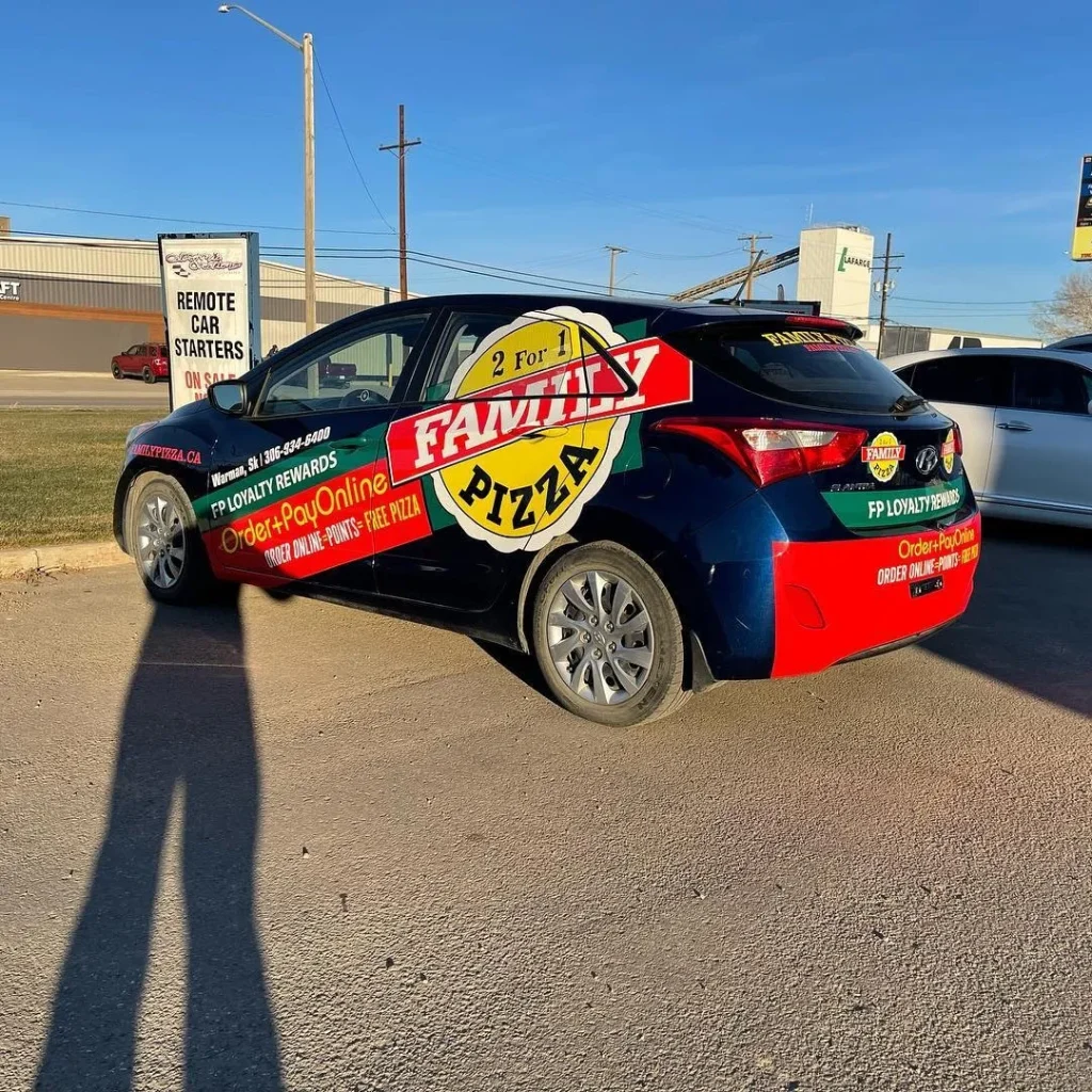 A car with complete branding wrap.